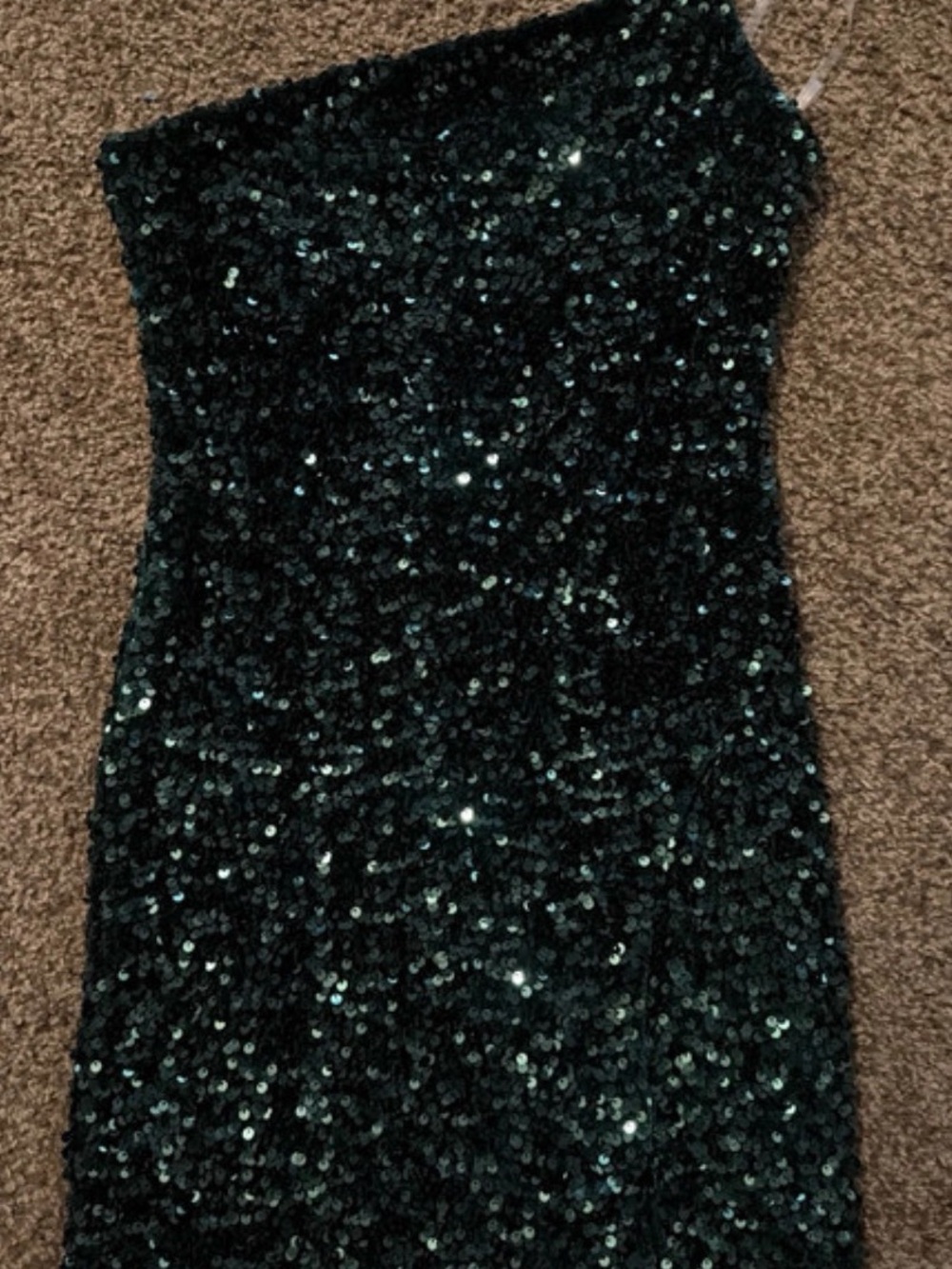 Crystal Doll Strapless Sequin Dress in Emerald Black
